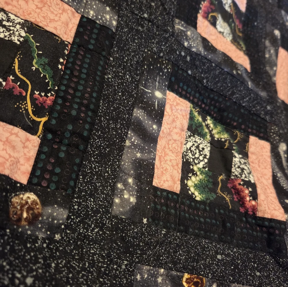Grandma's Vintage Hand‎ made Quilt Block Quilted Jacket XL Patchwork Grandmacore